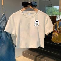 ราคา เสื้อครอปแขนสั้น Y2K สำหรับผู้หญิง ลายกาแฟและเรขาคณิต - คอกลมยืดหยุ่น สวมใส่ เหมาะสำหรับฤไม้ผลิ/ใบไม้ร่วง ซักเครื่องได้ แฟชั่นทันสมัย (17592642024450)