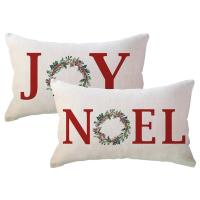 ราคา ปลอกหมอนอิงตกแต่งคริสต์มาส Joy/Noel 2 ชิ้น สไตล์ฟาร์มเฮาส์สำหรับวันหยุดฤดูหนาว สีแดง รูปทรงสี่เหลี่ยมผืนผ้า/หมอนรองเอว สำหรับโซฟา/เก้าอี้นวม/ระเบียง (พิมพ์ด้าน, ไม่มีไส้หมอน) (17592730197239)