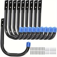 ราคา ตะขอแขวนของในโรงรถแบบ Heavy-Duty 10 ชิ้น, ตะขอแขวนอุตสาหกรรม J แบบใช้งานได้จริงสารเคลือบยางกันลื่น, เหมาะสำหรับเครื่องมือ, จักรยาน, บันได, เก้าอี้, ตะขอแขวนของติดผนังโลหะ (17592737242797)