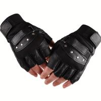 ราคา ถุงมือหนังแท้สำหรับผู้ชาย ถุงมือครึ่งนิ้ว ถุงมือผู้ใหญ่แบบ Unisex ถุงมือสวมนิ้ว (17592742443427)