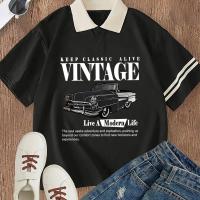 ราคา เสื้อโปโลแขนสั้นพิมพ์ลายกราฟิก ทรงหลวม เสื้อยืดแฟชั่น มีปก เสื้อผ้าผู้หญิง (17592749107824)