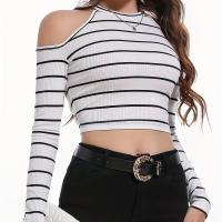 ราคา เสื้อยืดคอกลมไหล่เย็นลายทาง เสื้อครอปแขนยาวทรงสลิมฟิตสุดหรู สำหรับฤไม้ผลิและฤไม้ร่วง เสื้อผ้าผู้หญิง (17592768714674)