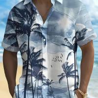 ราคา เสื้อเชิ้ตแขนสั้นผู้ชาย พิมพ์ลายต้นมะพร้าว เสื้อเชิ้ตสไตล์แคชวล เหมาะสำหรับใส่ในชีวิตประจำวันช่วงฤดูร้อนและรีสอร์ทวันหยุด (17592777143056)