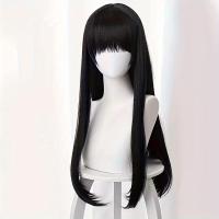ราคา วิกผมอนิเมะยูนิเซ็กซ์สีดำแอร์แบล็ค วิกผมยาวตรงสากลสำหรับการทางประจำวัน งาน และงานเลี้ยง (17592842629307)