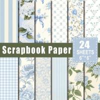 ราคา กระดาษ Scrapbook Junk Journal 24 แผ่น ขนาด 6X6 นิ้ว, กระดาษลายสำหรับงานศิลปะและงานฝีมือ, กระดาษการ์ดสำหรับทำ Scrapbook, วัสดุทำการ์ดตกแต่งฉากหลัง - Blue Hydrangea (17592853194165)
