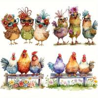ราคา สติกรีดติดเสื้อลายไก่และหลากสี 4 ชิ้น - แผ่นแปะรีดติดอเนกประสงค์สำหรับเสื้อยืด, เสื้อฮู้ด, เสื้อแจ็คเก็ต, กระเป๋าผ้าแคนวาส และหมอน (17592951052831)