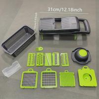 ราคา เครื่องหั่นผักยอดนิยม, เครื่องเตรียมอาหารมัลติฟังก์ชั่น, เครื่องหั่นผักใบมีด 8 ใบมีด, เครื่องหั่นหัวหอม, เครื่องตัดผักสำหรับสลัด, กระเทียม และแครอท (สีเทา) (17592369988121)