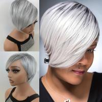 ราคา วิกผมสีเทาและดำแบบสั้น ม้วนผมหนา มีหน้าม้า สำหรับชุดคอสเพลย์ (17592278303907)