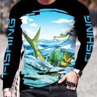 ราคา เสื้อตกปลาแห้งเร็วสำหรับผู้ชาย - ดูดซับความชื้น, แขนยาวลายปลา, เหมาะสำหรับการป่าและกิจกรรมกลางแจ้ง (17593033598010)