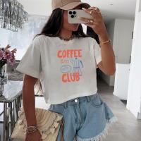 ราคา เสื้อสเวตเตอร์พิมพ์ลาย Coffee Club Y2K, เสื้อสเวตเตอร์คอกลมแขนสั้นลำลองสำหรับฤดูหนาวและฤไม้ร่วง, เสื้อผ้าผู้หญิง (17593033336126)