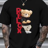 ราคา เสื้อเชิ้ตแขนสั้นลายหมีสำหรับผู้ชาย - เสื้อคอกลมๆ สำหรับฤดูร้อน พิมพ์ลายหมีและต้นบีช เสื้อผ้าๆ ใส่ได้ทั้งในและนอก ซักเครื่องได้ เนื้อผ้าทึบแสง - มีสินค้าในสต็อก () (17593474351342)