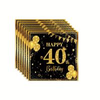 ราคา กระดาษเช็ดปากสีดำทอง 20 ชิ้น สำหรับวันเกิดครบรอบ 40 ปี ลายตัวเลขสีทองและลูกโป่ง เหมาะสำหรับงานแต่งงาน, วันเกิด, งานรับปริญญา และงานฮาโลวีน, คริสต์มาส (17592937999066)