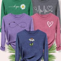 ราคา เซ็ตเสื้อยืดแขนยาวผู้หญิงสไตล์วินเทจ 5 ตัว ลายและหัวใจสวยๆ ใส่ๆ เหมาะกับใส่ลำลองในฤไม้ผลิ ฤไม้ร่วง และฤดูหนาว มีให้เลือกหลายสีและไซส์ S-XXL (17593501692998)