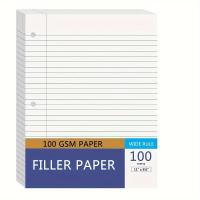 ราคา กระดาษใส่แฟ้ม, ขนาด 8- X 11", แบบ College Rule, มีรู 3 รู, กระดาษแบบ Loose-Leaf สำหรับแฟ้ม 3 Ring, 100 แผ่นต่อแพ็ค, สีขาว (17592261589208)