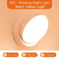 ราคา ไฟกลางคืนเซ็นเซอร์ตรวจจับการเคลื่อนไหว 1 ชิ้น ไฟกลางคืน LED หมุนได้ 360° ไฟตู้ ไฟกลางคืนแบบพกพาแบบชาร์จไฟได้ สำหรับใช้ในร่มในห้องนอน ทาง ห้องครัว ตู้เสื้อผ้า ตู้กับข้าว (17592375816791)