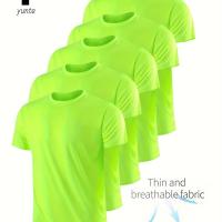 ราคา เสื้อยืดคอกลมผู้ชาย 5 ตัว สีเทา สีกรมท่า และสีเขียวฟลูออเรสเซนต์ - เนื้อผ้าแห้งเร็ว ระบายดี ซึมซับเหงื่อ เหมาะสำหรับออกกำลังกาย ยิม และวิ่ง เสื้อแขนสั้นเบา สำหรับฝึกซ้อมกีฬา (17592510723810)