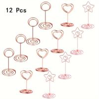 ราคา ชุด 12 ชิ้น ที่จับกระดาษสำหรับโต๊ะสีทอง รูปดาว หัวใจ และวงกลม สำหรับงานแต่งงาน และงานเฉลิมฉลอง ที่จับกระดาษสำหรับการแสดงข้อความบนโต๊ะ บัตรข้อความส่วนตัว และกระดาษบันทึก (17592433718550)