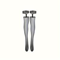 ราคา 1 คู่ถุงน่องสตรีแบบเฉดสูงถึงต้นขาใสโบว์สีชมพูแวววาว - ลาย, ระบายได้ดีและสำหรับใส่ประจำวันหรือทางการ, ถุงน่องยาวถึงต้นขาสำหรับการแต่งกายทางการ, อุปกรณ์เสริมความงาม, สายรัดเอวปรับได้ (17592413455369)