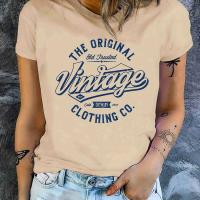 ราคา เสื้อยืดพิมพ์ลายวินเทจ แขนสั้น คอกลม เสื้อลำลอง ใส่ เหมาะสำหรับฤดูร้อนและฤไม้ผลิ เสื้อผ้าผู้หญิง (17592502524236)