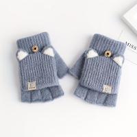 ราคา ถุงมือหน้าหนาวสำหรับผู้หญิงและยูนิเซ็กซ์ - ถุงมือห้านิ้วแบบพับปิดหูแมวกันลม อุ่นมือ สีพื้น สวมใส่ในหนาว ยืดหยุ่นพอดีกับมือส่วนใหญ่ (ไม่สามารถซักได้) (17592747090007)