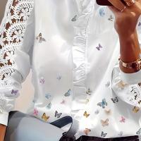 ราคา เสื้อเชิ้ตผ้าลูกไม้ผู้หญิงแบบใหม่ สไตล์เก๋ๆ ใส่เที่ยวพักผ่อนได้ มีลายพิมพ์ระบาย (17592257260208)