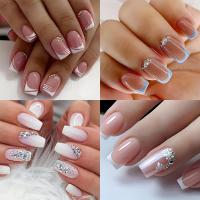 ราคา ชุดเล็บปลอม 4 ชุด 96 ชิ้น ทรงสี่เหลี่ยมขนาดกลาง สีชมพูและขาว สไตล์ฝรั่งเศส ติดง่าย ประดับพลอยเทียม ใช้ซ้ำได้ สำหรับผู้หญิง (17592376910005)