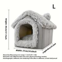 ราคา เลี้ยงตุ๊กตาฤดูหนาว, แมวที่ถอดออกได้อย่างอบอุ่น, Universal Semi-Enclosed Pet Sleeping Bed Soft Cat Kennel (17592335982930)
