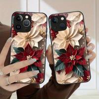 ราคา ชุดเคสโทรศัพท์กระจกนิรภัยดอกไม้สำหรับ iPhone 11/12/13/14/15 Pro Max - การออกแบบดอกคริสมาสต์ป้องกันการรอยขีดข่วนพร้อมผลลัพธ์ที่ทนทาน (17592383129487)