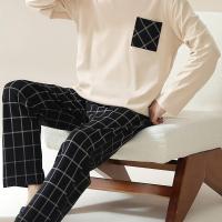 ราคา ชุดเซ็ตเสื้อสวมหัวคอกลมแขนยาวผู้ชายลายอะพริคอท มีกระเป๋า, กางเกงลายสก็อต, ผ้านุ่มใส่, ด์และแฟชั่น, ใส่ได้ทั้งกลางวันและกลางคืน, ชุดนอนและชุดลำลอง (17592747245093)