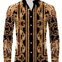 ราคา เสื้อเชิ้ตแขนยาวลายบาร็อคเกสเก่าสำหรับผู้ชาย, สไตล์ลำลอง, ผ้าโพลีเอสเตอร์ 100%, คอแบบเดี่ยว, ผ้าทอ, ไม่ขยาย, เหมาะสำหรับงานและบานเก็ตในฤไม้ผลิ/ฤไม้ร่วง (17592785401125)