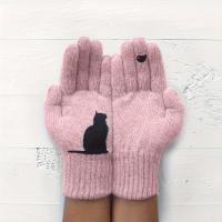 ราคา ถุงมือผู้หญิงรุ่นใหม่, ถุงมือพิมพ์ลายแมวหนานุ่มกันหนาวสำหรับฤไม้ร่วงและฤดูหนาว (17592267884264)