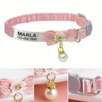 ราคา ปลอกคอเลี้ยงปรับได้แท็กสลักเลเซอร์ชื่อ/ข้อมูลติดต่อ/ที่อยู่ - โบว์ส่วนตัว & จี้ไข่มุกเทียม เหมาะสำหรับแมว, ปลอกคอ, บริการสลักเลเซอร์ (17592575417451)