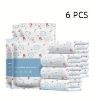 ราคา ผ้าขนหนูอาบน้ำลายแบบใช้แล้วทิ้ง 6 ผืน, บรรจุแยกชิ้น, ขนาดใหญ่และหนา, 25*55 นิ้ว, เหมาะสำหรับทาง, ท่องเที่ยวธุรกิจ และแคมป์ปิ้งกลางแจ้ง, ผ้าขนหนูไร้แบคทีเรีย, ผ้าขนหนูชายหาดพิมพ์ลายใส (17592625892257)