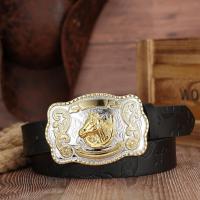 ราคา เข็มขัดหนัง PU ปั๊มลายวินเทจหรูหราหัวเข็มขัดสองสีสามมิติรูปและสำหรับผู้ชาย (17592702353089)
