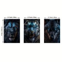 ราคา ชุดภาพพิมพ์ภาพสัตว์สามชิ้น - ภาพวาดแบบแคนวาส 3 ชิ้น โดยไม่มีกรอบ, สายตาสีฟ้าลีออน, เสือ, หมาป่า ตกแต่งผนัง, การวางแนวตั้ง, ภาพวาดแคนวาสในร่มระเบียงสำหรับห้องนั่งเล่น, 15.7 x 23.6 นิ้ว ต่อชิ้น (1759232