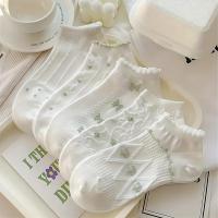 ราคา ถุงเท้าผู้หญิง 5 คู่ สำหรับฤดูร้อน น้ำหนักเบา โปร่ง - ขอบลูกไม้ลาย, ริ้วขอบ & ลวดลายสวยงาม, ถุงเท้าเรือแบบหลากหลายจากลำลองไปเป็นทางการ, ถุงเท้าสไตล์ใหม่, สวมใส่ในทุกวัน, ดีไซน์หรูหรา, ผ้าโปร่ง (175924