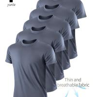 ราคา เสื้อยืดคอกลมผู้ชาย 5 ตัว สีเทา สีกรมท่า และสีเขียวฟลูออเรสเซนต์ - เนื้อผ้าแห้งเร็ว ระบายดี ซึมซับเหงื่อ เหมาะสำหรับออกกำลังกาย ยิม และวิ่ง เสื้อแขนสั้นเบา สำหรับฝึกซ้อมกีฬา (17592510723799)