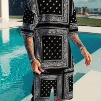 ราคา ชุดเสื้อผ้าไซส์ใหญ่ 2 ชิ้นสำหรับผู้ชาย ลายดอกพิมพ์บนผ้าคลุมศีรษะ - เสื้อยืดคอกลมแขนสั้นและกางเกงขาสั้นหลวมกระเป๋าเชือก, เหมาะสำหรับชายหาด, การพักผ่อน, กีฬา, ไซส์ (17592552221101)