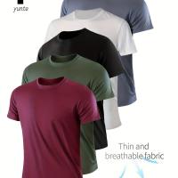 ราคา เสื้อยืดคอกลมผู้ชาย น้ำหนักเบา 5 ตัว คละสี ดำแดงเข้ม-เขียวทหาร-ดำ-ขาว-เทา - แห้งเร็ว ระบายได้ดี ซับเหงื่อ เหมาะสำหรับฟิตเนส ยิม และวิ่ง น้ำหนักเบา ใส่ กันเหงื่อ (17592657589713)
