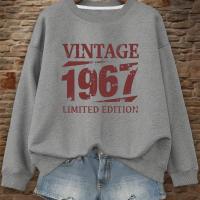 ราคา เสื้อสเวตเตอร์ลิมิเต็ด วินเทจ ปี 1967 พิมพ์ลายกราฟิก, เสื้อสเวตเตอร์คอกลมลำลองสำหรับฤไม้ร่วงและฤไม้ผลิ, เสื้อผ้าผู้หญิง (17592763486260)