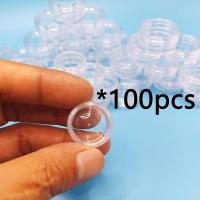 ราคา ชุด 100 ขวดพลาสติกขนาดเล็ก 1g/2g/3g/5g - ซองใสใสฝาสกรูสำหรับครีม, ตัวอย่างเครื่องสำอาง, ผง - ขวดว่างสำหรับเติมน้ำหอมสำหรับการทาง, แบ่งปัน, และตัวอย่าง (17592940135822)