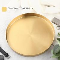 ราคา ถาดโลหะกลมสไตล์ Light Luxury เหมาะสำหรับใส่เครื่องสำอางและเครื่องประดับ ใช้เป็นแท่นวางของบนโต๊ะทำงาน ที่วางแก้ว ถาดใส่ชา หรือจานใส่ผลไม้ได้ (17592294943384)