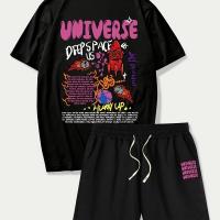 ราคา #เสื้อยืดผู้ชายและกางเกงขาสั้นเอวยางยืดเชือกผูก (17592383915533)