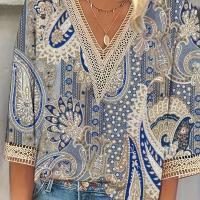 ราคา เสื้อยืดคอวีลูกไม้ขนาดใหญ่ แฟชั่นใหม่ เสื้อพิมพ์ลายๆ สำหรับผู้หญิง (17592443925412)