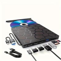 ราคา ภายนอกสำหรับแล็ปท็อป CD/DVD, เครื่องเล่น DVD สำหรับแล็ปท็อป, ดิสก์ออพติคอลพกพาแบบบางเฉียบ 8ใน1 USB 3.0, รองรับการเผาไหม้และเล่น CD/VCD/DVD สำหรับแล็ปท็อป และเดสก์ท็อป Mac, /10/8/7 Linux (1759244416351