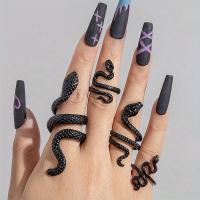 ราคา Gothic Black Snake Cuff Rings Set of 4 - Adjustable Open Ring Collection for Men and Women - Iron Animal Theme No-Plating Jewelry for Halloween Parties, Festivals - Versatile Seasonal Accessory (17592