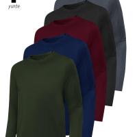 ราคา ชุดเสื้อเชิ้ตแขนยาวคอกลมสำหรับผู้ชาย สีเขียวทหาร-ฟ้า-เบอร์กันดี-ดำ-เทา 5 ชิ้น, เสื้อแห้งเร็ว, ชุดออกกำลังกาย, ชุดลำลองสำหรับกีฬากลางแจ้ง, ชุดออกกำลังกายกระชับสัดส่วน (17592765854300)