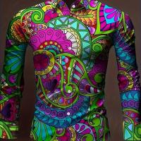 ราคา เสื้อเชิ้ตฮาวายแขนยาวลำลองผู้ชาย พิมพ์ลายพิมพ์ลายสีสันสดใสแบบ Abstract ทั่วตัว เสื้อเชิ้ตผู้ชายสำหรับวันหยุดพักผ่อนรีสอร์ท เสื้อผ้าผู้ชาย สำหรับผู้ชาย (17592785476646)