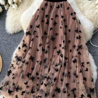 ราคา กระโปรงมิดี้ผ้าทูลลูที่มีลายผีเสื้อสำหรับผู้หญิง ดีไซน์หรูหรา ทำจากผ้าโพลีเอสเตอร์ 100% ใส่ ทรงหลวม ชายกระโปรงบาน เหมาะสำหรับฤไม้ผลิ/ฤดูร้อน ไม่มีเข็มขัด น้ำหนักซับใน 100 กรัม/ตร.ม. (17592852867259)