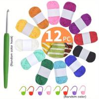 ราคา ชุดเริ่มต้นถักโครเชต์ครบชุดสำหรับมือใหม่และผู้ใหญ่ - 12 สีไหมพรมอะคริลิคสดใส, ตะขอ 3.5 มม. พรีเมียม, ตัวชี้จุดเย็บ, รวม 120 กรัม - นุ่ม, ทนทาน & หลากหลายสำหรับงานฝีมือทุก, ชุดถักโครเชต์ (1759224788222